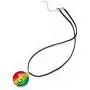SUVANI Hand Blown Glass Jewelry Happy Rastafari Reggae Bendera Round Pendant Necklace, 18-20'' SUVANI Hand Blown Glass Jewelry Happy Rastafari Reggae Bendera Round Pendant Necklace, 18-20''