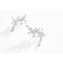 SLUYNZ 925 Sterling Silver Leaves Wrap Earrings Cuff for Women Teens Sparkling CZ Crystals Crawler Earrings Dangling Chain