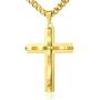Hermah Mens Women Jewelry Gold Black Silver Cross Pendant Necklace Stainless Steel Curb Cuban Link Chain 18-24inch