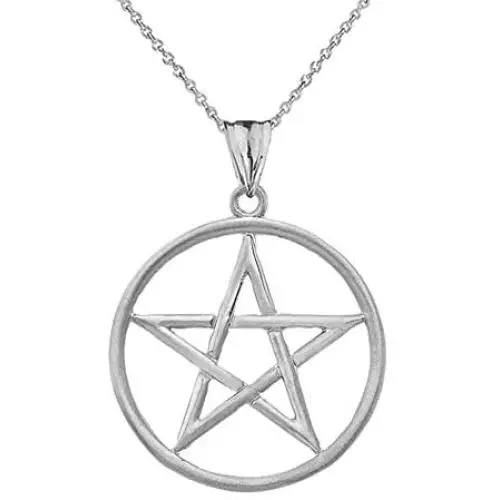 Fine Sterling Silver Pentagram Star Pendant Necklace in Satin Finish Fine Sterling Silver Pentagram Star Pendant Necklace in Satin Finish