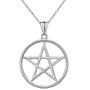 Fine Sterling Silver Pentagram Star Pendant Necklace in Satin Finish