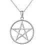 Fine Sterling Silver Pentagram Star Pendant Necklace in Satin Finish Fine Sterling Silver Pentagram Star Pendant Necklace in Satin Finish