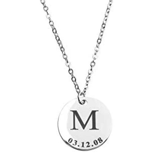 Delicate Initial Disc Necklace Coin Graduation Gift Amazon Handmade Gift for Her Personalized Initial Jewelry for Women Bridesmaid Gift - LCN-ID-L