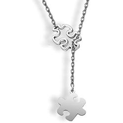 Autism Awareness Puzzle Lariat Necklace Motivational Autism Jewelry Encouragement Jigsaw Inspirational Gift for Autistic People(autism NL)