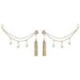 Efulgenz Crystal Rhinestone Pearl Gold Plated Wedding Bridal Tassel Earrings Set with Support Chain Hair Accessory Jewelry