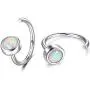 Dainty Hug Hoops Earrings 925 Sterling Silver Created Gemstone Huggie Hoops Earrings Synthetic Fire Opal/Turquoise/Moonstone/CZ Tiny Hoop Earrings for Women Half Hoop Earrings & Minimalist Design