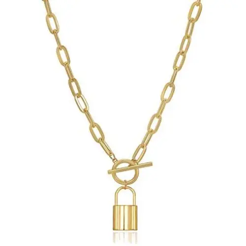 Gold Chain Necklaces for Women,Dainty Lock Pendent Paperclip Chain Link Necklaces Boho Beach Puck Jewelry Gifts… Gold Chain Necklaces for Women,Dainty Lock Pendent Paperclip Chain Link Necklaces Boho Beach Puck Jewelry Gifts…