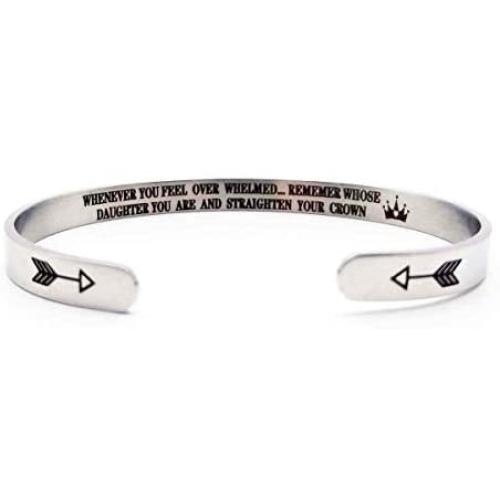 Binami Inspirational Cuff Bracelets Motivational Engraved Mantra Quote Cuff Bangle Best Friend Jewelry Gift for Women Mom Her with Hidden Message