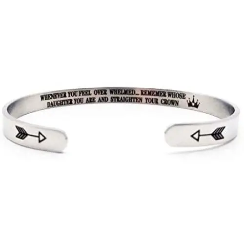 Binami Inspirational Cuff Bracelets Motivational Engraved Mantra Quote Cuff Bangle Best Friend Jewelry Gift for Women Mom Her with Hidden Message
