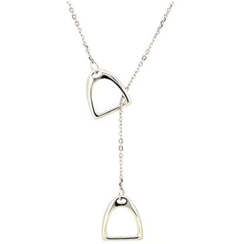 Navika Double Stirrup Lariat Necklace- Sterling Silver