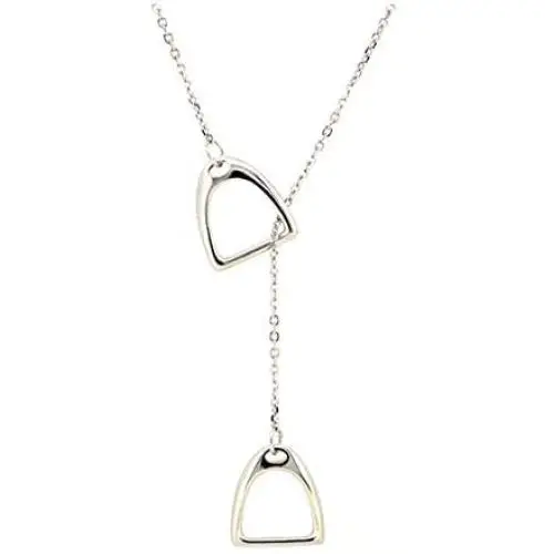 Navika Double Stirrup Lariat Necklace- Sterling Silver