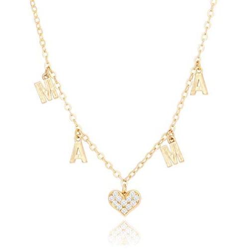Dainty Letter Choker Butterfly Pendant Necklace 18k Gold Shaker Choker for Women Mama CZ Heart Pendant Chain Necklace 16