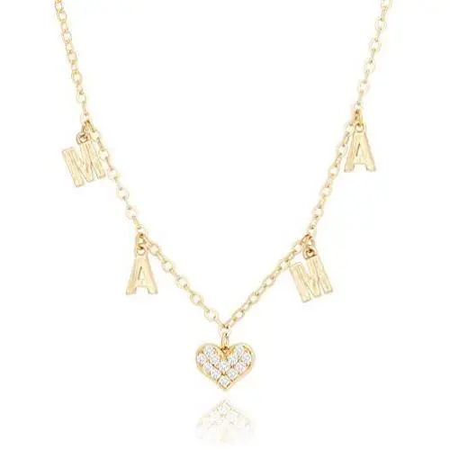 Dainty Letter Choker Butterfly Pendant Necklace 18k Gold Shaker Choker for Women Mama CZ Heart Pendant Chain Necklace 16
