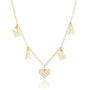 Dainty Letter Choker Butterfly Pendant Necklace 18k Gold Shaker Choker for Women Mama CZ Heart Pendant Chain Necklace 16