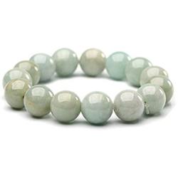 NW 1776 Natural Authentic Jade Jade Beaded Elastic Bracelet, Jade Bead Bracelet Designed for Good Fortune Courageous Lucky and Wealth