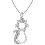 10k White Gold Diamond Cat Pendant Necklace (0.03 Carat)