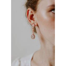 SWEETV Cubic Zirconia Teardrop Wedding Bridal Earrings for Women,Bridesmaids,Brides - Crystal Rhinestones Dangle Earrings Jewelry
