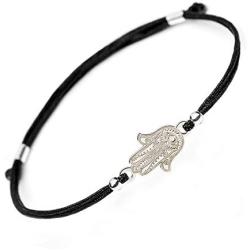 SOLOMIYA Protection Evil Eye Bracelet - Lucky Hamsa Hand Charm - Adjustable Sterling Silver Jewelry - Best Rope Red String Bracelets for Women and Men