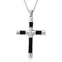 Mens Two Tone Tube Black Cable Cross Pendant Necklace for Men for Teen Black Silver Tone Stainless Steel Mens Two Tone Tube Black Cable Cross Pendant Necklace for Men for Teen Black Silver Tone Stainless Steel