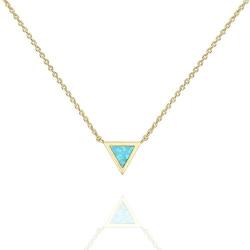 PAVOI 14K Gold Plated Triangle Created Opal Necklace | Opal Necklaces for Women