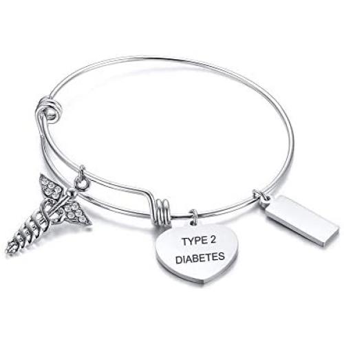 XUANPAI Custom Free Engraving Stainless Steel Medical Alert ID Expandable Charm Bracelet for Women Girls