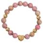 LuckyLy Gemstone Stainless Steel Bracelet For Women with Quartz Crystals Gold with Natural Rhodonite Stones