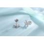 Silver Snowflake Jewelry Set for Women, 925 Sterling Silver Snowflake Stud Earrings & 45cm Necklace Pendant Set, with White AAA Cubic Zirconia, Perfect Christmas Gift for Ladies Girls