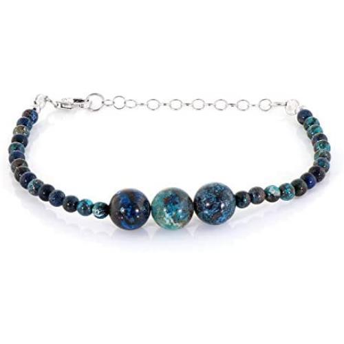 NirvanaIN Chrysocolla Bracelet Unique Gift for Wife Gemstone Jewelry Blue-Green Bracelet Yoga Jewelry Handmade Jewelry Healing Adjustable Bracelet