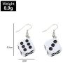 coadipress 3D Dice Dangle Drop Earrings Set for Women Girls Funny Punk Resin White Black Cube Dice Casino Contracted Sieve Disco Dancing Earrings jewelry