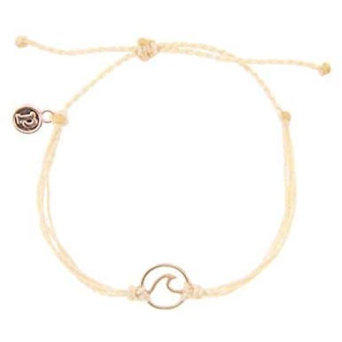 Pura Vida Rose Gold Wave OG Bracelet - Plated Charm, Adjustable Band - 100% Waterproof