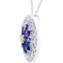 Jewel Zone US 925 Sterling Silver Simulated Blue Sapphire & Natural Diamond Filigree Medallion Pendant Necklace