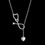 SXNK7 Stainless Steel Stethoscope Lariat Necklace Heartbeat Pendant for Doctor Nurse Jewelry (Silver Tone) SXNK7 Stainless Steel Stethoscope Lariat Necklace Heartbeat Pendant for Doctor Nurse Jewelry (Silver Tone)