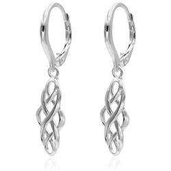 River Island Sterling Silver Filigree Celtic Knot Spiral Twisted Leverback Dangle Earrings