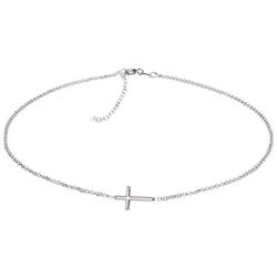 Sterling Silver First Communion Sideways Horizontal Cross Necklace for Girls and Women