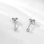 Sterling Silver Stud Earrings for Women, Tiny Flower Earrings Set | Small Cubic Zirconia Helix Earrings Dainty Tragus Cartilage Studs Cherry Blossom Ear Piercing Jewelry Gifts for Girls Teens