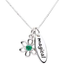 Girls Sterling Silver Simulated Birthstone Necklace with Meaning for Children