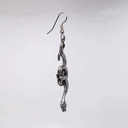 Coiled Snakes Serpents Silver Finish Pewter Dangle Earrings