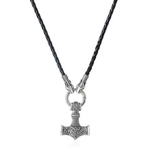 LANGHONG Norse Viking Thor Hammer Necklace Mjolnir Necklace for Men Talisman Jewelry