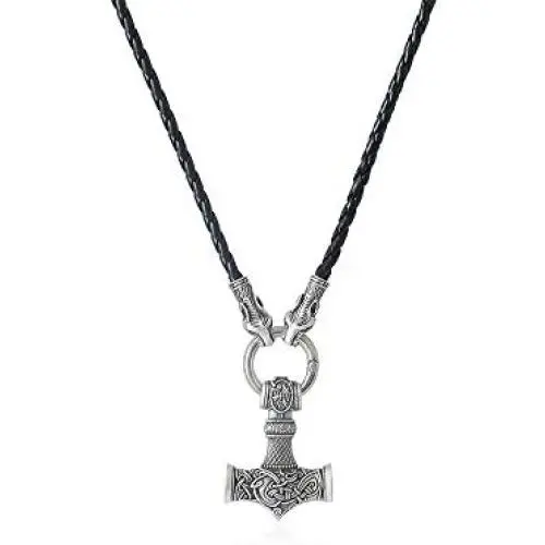LANGHONG Norse Viking Thor Hammer Necklace Mjolnir Necklace for Men Talisman Jewelry