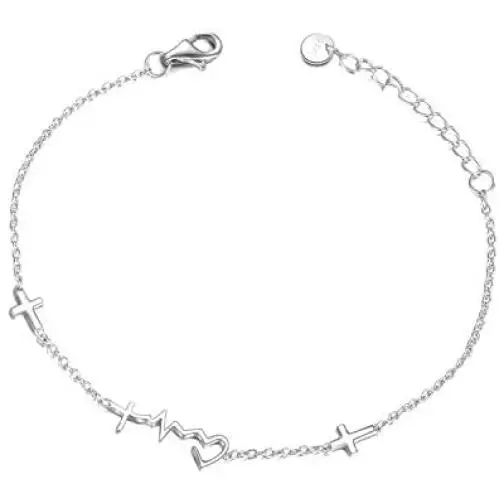 WINNICACA Nurse Gifts S925 Sterling Silver Angel Wings and Heart/ Faith Hope Love Heartbeat Adjustable Bracelet Birthday Graduation Mothers Day Jewelry Gifts for Women Teens