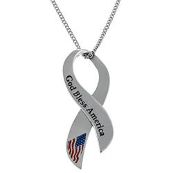 Joyful Sentiments Patriotoc Jewelry Stainless Steel God Bless America Pendant Necklace