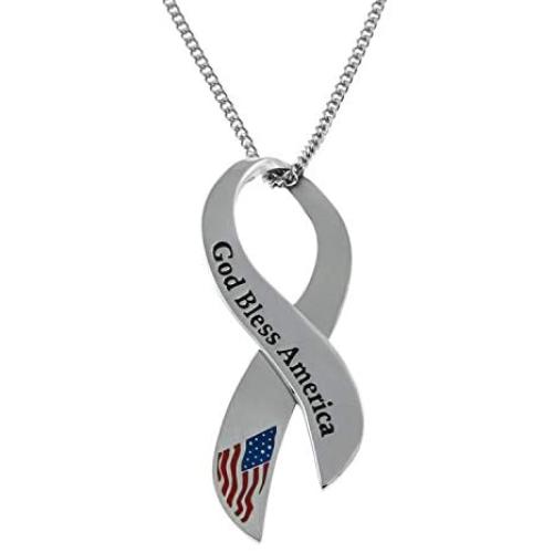 Joyful Sentiments Patriotoc Jewelry Stainless Steel God Bless America Pendant Necklace