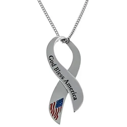 Joyful Sentiments Patriotoc Jewelry Stainless Steel God Bless America Pendant Necklace