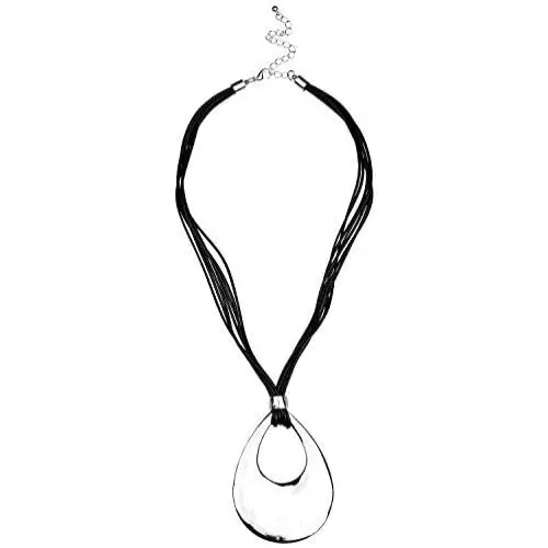 Jones New York Black Multistrand Silver Teardrop Tribal Chain Necklace