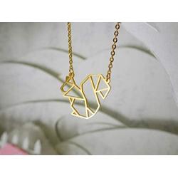 La Menagerie Squirrel Gold Origami Jewelry - Gold Geometric Chain Necklace – 18 Karat Plated Gold Necklace for Women & Girls – Stylish Squirrel Pendant Necklace