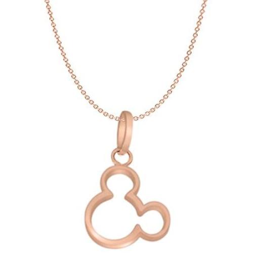 10K Solid Gold Mickey Mouse Pendant Necklace For Women