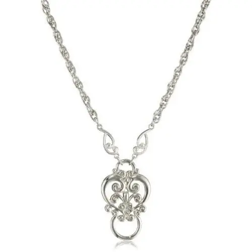 1928 Jewelry Silver-Tone Heart Eyeglass Holder Pendant Necklace, 28'' 1928 Jewelry Silver-Tone Heart Eyeglass Holder Pendant Necklace, 28''