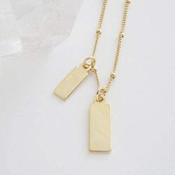 HONEYCAT Small Dog Tag Together Necklace in Gold, Rose Gold, or Silver | Minimalist, Delicate Jewelry