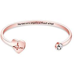 CENWA Nurse RN Jewelry Nurses are Angels Without Wings Cuff Bracelet Thank You Nurse Gift Nurse Graduation Gift Nurses Day Doctor Jewelry Gift