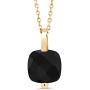 Gem Stone King 18K Yellow Gold Plated Silver Checkerboard Black Onyx Pendant Necklace With 18 Inch Chain 3.60 Ctw